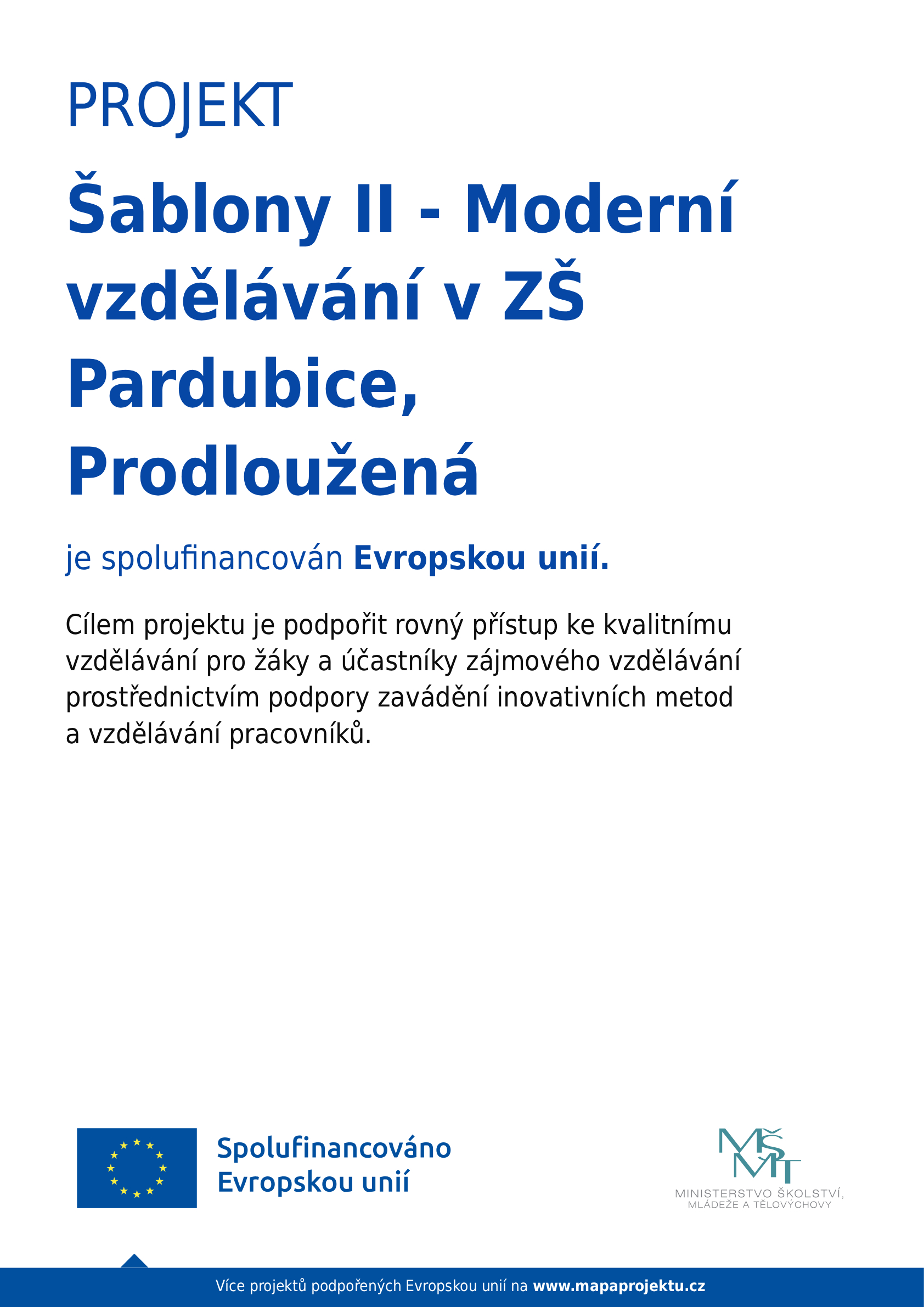 Publicita Plakát A3 Šablony II V34 ZŠ Pardubice Polabiny Prodloužená